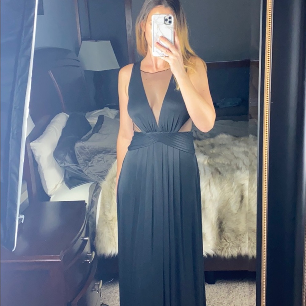 BCBGMaxAzria Mesh Cut-Out Maxi Dress, Small